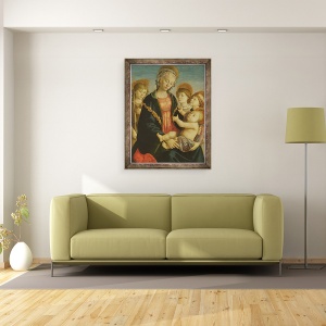 Tablou inramat - Sandro Botticelli - Fecioara si Pruncul cu doi ingeri si Sfantul Ioan Botezatorul, 70 x 90 cm - Img 2