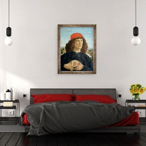 Tablou inramat - Sandro Botticelli - Portretul unui tanar care detine un medalion de Cosimo I de Medici Batranul 1389-1463, 60 x 80 cm - Img 3