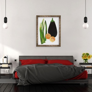 Tablou inramat - Sarah Thompson-Engels - sparanghel, caise, vinete, 70 x 90 cm - Img 3