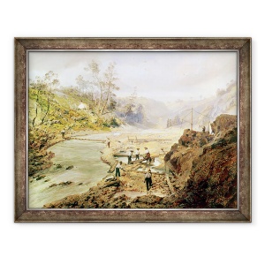 Tablou inramat - Scoala americana - Fortynins spala aurul de pe raul Calaveres, California, 60 x 80 cm