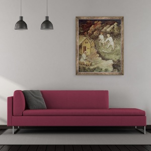 Tablou inramat - Scoala Boema - Luna iulie, detaliu de secerare, 50 x 60 cm - Img 2