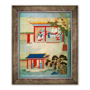 Tablou inramat - Scoala Chineza - Examen de serviciu public sub imparatul Jen Tsung fl.1022 dintr-o istorie a imparatilor chinezi, 70 x 85 cm