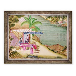 Tablou inramat - Scoala chineza - Ms 202 f.6 Sortarea coconilor, 70 x 90 cm