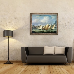 Tablou inramat - scoala engleza - Iahturi din Flota Cumberland incepand de la Blackfriars, 70 x 90 cm - Img 2