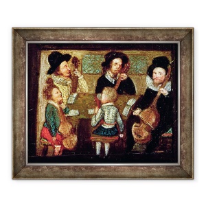 Tablou inramat - Scoala Engleza - Muzicieni la Wadley House, detaliu de la Viata si moartea lui Sir Henry Unton 1557-96, 50 x 60 cm