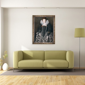 Tablou inramat - scoala engleza - Portretul unei femei, identificata in mod traditional ca Mary Clopton nascut Waldegrave din Kentwell Hall, Suffolk, 70 x 90 cm - Img 2