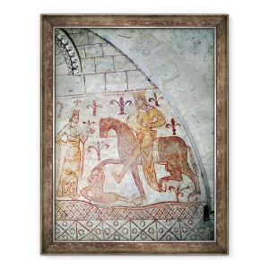 Tablou inramat - Scoala franceza - Hugues IX c.1163-1219 Lusignan invingandu-l pe Nur al-Din 1116-74 in Siria, 70 x 90 cm