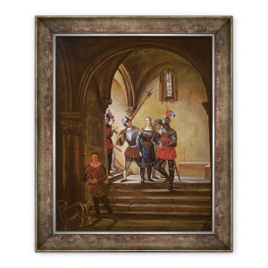 Tablou inramat - Scoala Franceza - Ioana dArc 1412-31 a condus la inchisoare, 50 x 60 cm