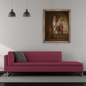 Tablou inramat - Scoala Franceza - Ioana dArc 1412-31 a condus la inchisoare, 50 x 60 cm - Img 2