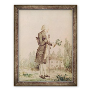 Tablou inramat - Scoala franceza - Jean-Jacques Rousseau 1712-78 Culegand ierburi la Ermenonville, 60 x 80 cm