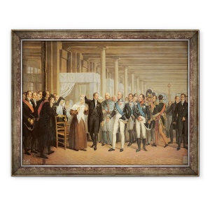 Tablou inramat - Scoala franceza - Operatiunea de cataracta efectuata de Guillaume Dupuytren 1777-1835 in prezenta regelui Carol X 1757-1836 la Hotelul Dieu, 60 x 80 cm