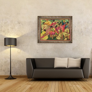 Tablou inramat - Scoala Mexicana - Scena sat mexican, 60 x 80 cm - Img 2