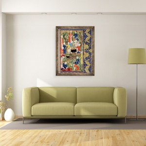 Tablou inramat - Scoala Persana - Pregatirea unei mese, ilustratie dintr-un poem epic de Hafiz Shirazi, 60 x 80 cm - Img 2
