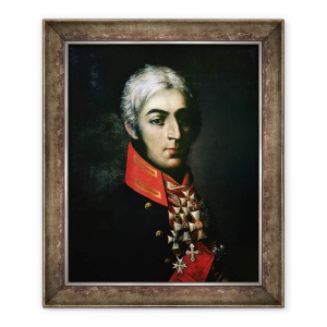 Tablou inramat - Scoala Rusa - Portretul Printului Petru Bagration 1765-1812 general rus, 50 x 60 cm