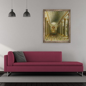Tablou inramat - Scoala Rusa - Vedere interioara a Catedralei Kazan din Sankt Petersburg, 50 x 60 cm - Img 2