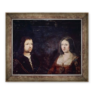 Tablou inramat - Scoala Spaniola - Ferdinand al II-lea de Aragon si Isabella I de Castilia, 50 x 60 cm