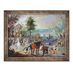 Tablou inramat - Sebastian Vrancx - Scena jafului intr-un sat, 70 x 90 cm