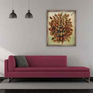 Tablou inramat - Seraphine Louis - Rodie pe fundal verde, 50 x 60 cm - Img 2