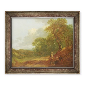 Tablou inramat - Thomas Gainsborough - Peisaj impadurit cu un barbat care vorbeste cu doua femei asezate, 70 x 85 cm