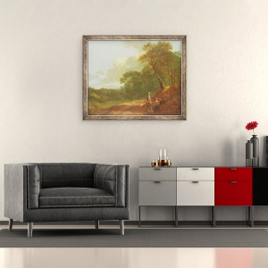 Tablou inramat - Thomas Gainsborough - Peisaj impadurit cu un barbat care vorbeste cu doua femei asezate, 70 x 85 cm - Img 2