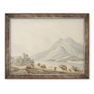 Tablou inramat - Thomas Sunderland - Muntele Rigi si Castelul Antic din Hapsbourg pe lacul Lucerna, 60 x 80 cm