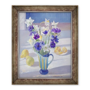 Tablou inramat - Timothy Easton - Flori de primavara si lamai, 70 x 85 cm