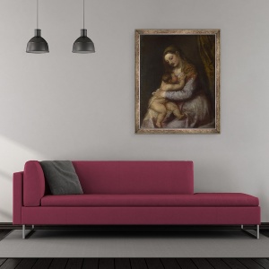 Tablou inramat - Titian - Fecioara si Pruncul, 50 x 60 cm - Img 2