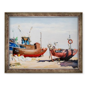 Tablou inramat - Tony Fandino - Barci de pescuit pe plaja din Hastings II, 60 x 80 cm