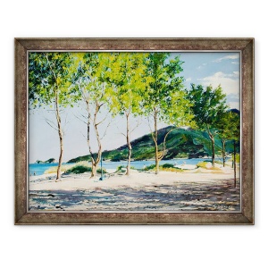 Tablou inramat - Tony Fandino - Copaci pe malul marii in Thassos, 70 x 90 cm