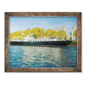 Tablou inramat - Tony Fandino - Presedintele HMS, ancorat in raul Tamisa, 60 x 80 cm
