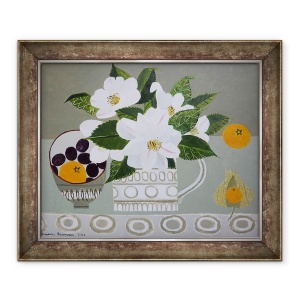 Tablou inramat - Vanessa Bowman - Camelia alba si Tangerine, 50 x 60 cm