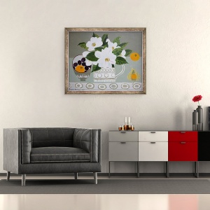 Tablou inramat - Vanessa Bowman - Camelia alba si Tangerine, 50 x 60 cm - Img 2
