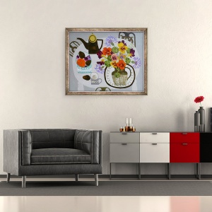 Tablou inramat - Vanessa Bowman - Nasturtiums si suc de fructe, 50 x 60 cm - Img 2