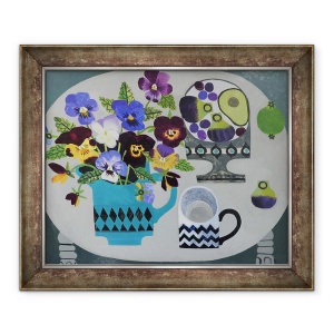 Tablou inramat - Vanessa Bowman - Panselute si Cupa Zig Zag, 50 x 60 cm