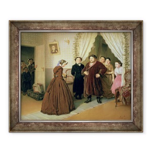 Tablou inramat - Vasili Grigorevich Perov - Guvernanta soseste la casa negustorului, 50 x 60 cm