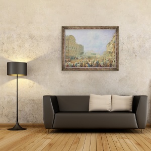 Tablou inramat - Vasili Semenovich Sadovnikov - Revizuirea militara pe bulevardul Nevsky la Palatul Beloselsky-Belozersky, 70 x 90 cm - Img 2