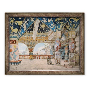 Tablou inramat - Victor Mikhailovich Vasnetsov - Proiectarea scenei pentru opera lui Nikolai Rimsky-Korsakov Fecioara de zapada, 70 x 90 cm