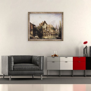 Tablou inramat - Victor Theophile Tesniere - Casa de spalatorie Petits Murs, 50 x 60 cm - Img 2