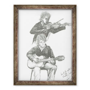 Tablou inramat - Vincent Alexander Booth - Chitaristul si violonistul la cafeneaua de 8 zile Manchester, 2007, 60 x 80 cm