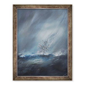 Tablou inramat - Vincent Alexander Booth - HMS Beagle in Storm de pe Cape Horn 24 December1832. 2012, 60 x 80 cm