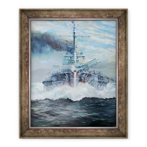 Tablou inramat - Vincent Alexander Booth - SMS Konig intra in batalia de la Iutlanda, 31 mai 1916, 2018, 50 x 60 cm