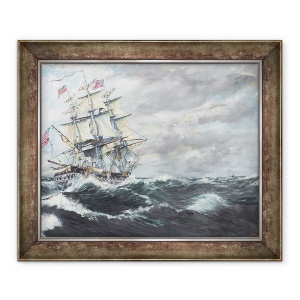 Tablou inramat - Vincent Alexander Booth - USS Constitutia conduce pentru HM fregata Guerriere 19/08/1812, 2003, 50 x 60 cm