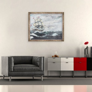 Tablou inramat - Vincent Alexander Booth - USS Constitutia conduce pentru HM fregata Guerriere 19/08/1812, 2003, 50 x 60 cm - Img 2