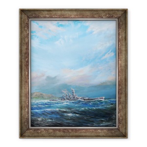 Tablou inramat - Vincent Alexander Booth - USS Washington paraseste Guadalcanal, 2018, 70 x 85 cm