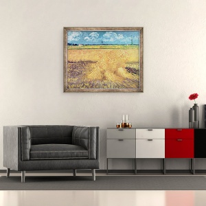 Tablou inramat - Vincent van Gogh - Wheatfield cu Sheaves, 50 x 60 cm - Img 2