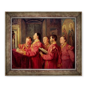 Tablou inramat - Vladimir Egorovic Makovsky - Choristre in Biserica, 50 x 60 cm