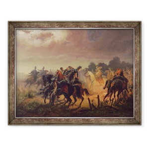 Tablou inramat - Wilhelm Emele - Alerta de noapte, avanpost husar in campania italiana 1848-49, 60 x 80 cm