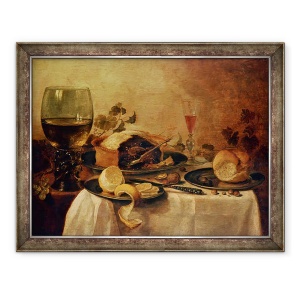 Tablou inramat - Willem Claesz Heda - Natura moarta cu placinta cu fructe, 60 x 80 cm