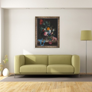 Tablou inramat - Willem van Aelst - Floare Natura moarta cu un ceas, 70 x 90 cm - Img 2
