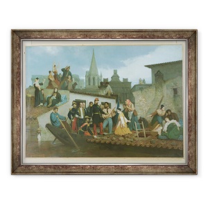 Tablou inramat - William-Adolphe Bouguereau - Napoleon al III-lea 1808-73 Vizitand victimele inundatiilor din Tarascon in iunie 1856, 70 x 90 cm